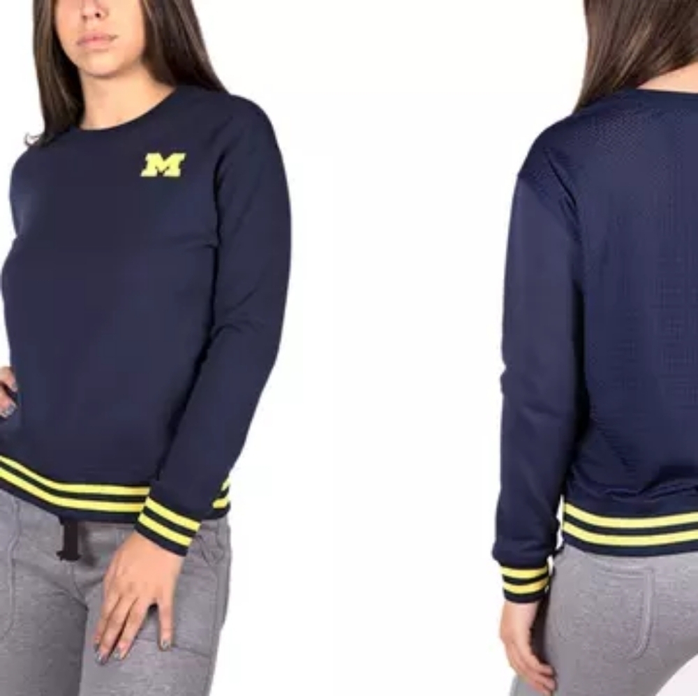 NUYU Hawkeyes Sweatshirt Women's Size Medium Black Embroidered Collage Mesh - Picture 9 of 9